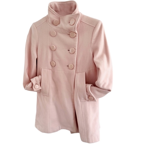 Zara Basic Pink Wool Blend Double Breasted Pea Coat – Size M - Picture 3 of 9